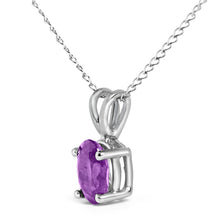 Load image into Gallery viewer, 14K White Gold 6x4MM Oval Shaped Purple Amethyst Solitaire Pendant Necklace