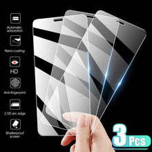Load image into Gallery viewer, 3PCS Transparent Protective Glass For iPhone 13 12 11 X XS Max Mini XR Tempered Glass For iPhone 7 8 6 Plus SE Screen Protector Scratch Resistant Screen Guard 9H Hardness Screen Protector