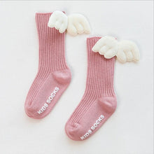 Load image into Gallery viewer, Luxury Modern Socks Baby Girls Knee High Socks With Angel wing Summer Autumn Cotton Socks Solid Candy Color Toddler For Kids