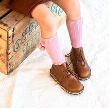 Load image into Gallery viewer, Luxury Modern Autumn Winter Baby Children Cherry Hair Ball Knee High Socks. Kid Cherry Knitted Sock For Kids