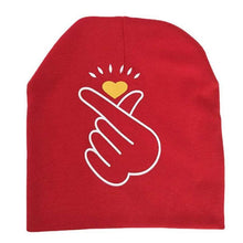 Load image into Gallery viewer, Modern Baby Hat Cute Ear Cotton Girls Cap Scarf Infant Hats Finger love Kids Boys Knitted Cap Winter hat I love mama/pap Cap