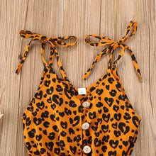 Load image into Gallery viewer, Baby Girls Leopard Rompers Sleeveless Button Playsuit Jumpsuits Fashion Outfits For Girls Kids Between 2-6 Years