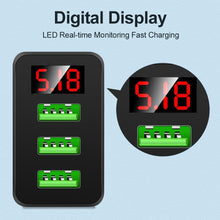 Load image into Gallery viewer, Portable Fast Quick Charge 3.0 LED Display 3 USB Charger 3A Fast Charging Mobile Phone Modern Black And White Chargers Adapter