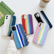 Load image into Gallery viewer, Luxury Rainbow Silicone Case For iPhone 11 X Xr Xs Max Case 12 11 Pro Max 6 6s 7 8 Plus Modern Colorful Shockproof Back Cover Rainbow Color Soft Silicon Back Cover Case