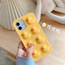 Load image into Gallery viewer, Cute Duck Pop Bubble Fidget Toys Soft Phone Case For Iphone 12 11 Pro Max 6 7 8 Plus Xr X Xs Max Se 2020 Relieve Stress Cover Stylish Unique Design Silicone Cover For Little Girls Boys