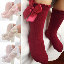 Load image into Gallery viewer, Non-slip Cotton Princess Knee High Long Skin-friendly Socks With Bow Mesh Newborn For Baby Girls