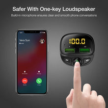 Load image into Gallery viewer, 3.4A Fast Black Car Charger FM Transmitter Bluetooth Dual USB Mobile Car Phone Charger Fast Charging MP3 TF Card Music Car Kit
