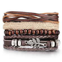 Load image into Gallery viewer, BOHO Tibet Stone Feather Multilayer Leather Bracelet Eye Fish Charms Beads Bracelets For Men Vintage Punk Wrap Wristband Cool Jewelry