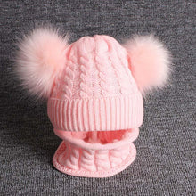 Load image into Gallery viewer, Cute Baby Hat & Scarf Set Pompom Infant Baby Girl Winter Hat For Kids Warm Knitted for Girls