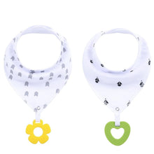 Load image into Gallery viewer, 100% Organic Cotton Super Absorbent And Soft Unisex Baby Bandana Drool Bibs And Teething Toys For Newborn