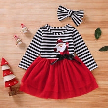 Load image into Gallery viewer, Newborn Baby Girls Long Sleeve Christmas Santa Striped Skirt Dress Outfits Unique Design