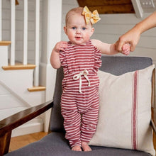 Load image into Gallery viewer, Newborn Baby Girl Boy Backless Striped Ruffle Romper Overalls Jumpsuit Clothes In Retro Syle For Boys And Girls