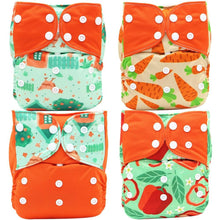Load image into Gallery viewer, 4PCS Set Diaper Cover Washable Diaper Eco-friendly Ecological Adjustable Baby Nappy Reusable Cloth Diapers In Printed Design For Baby and Kids