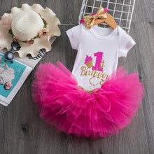 Load image into Gallery viewer, Modern New Baby Girls Outfits for 1st First Birthday Party Romper and Headband 3Pcs Suit For Girls