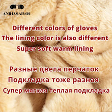 Load image into Gallery viewer, Light gray women leather gloves, sheepskin gloves female,best-selling women's winter mittens,Genuine Leather gloves women-2081