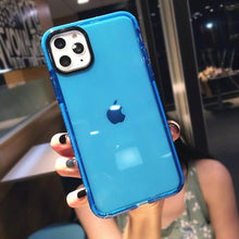 Load image into Gallery viewer, Fluorescent Color Shockproof Phone Case For iPhone 13 Pro Max 12 Mini 11 Transparent Soft Silicone Cover Transparent Case Glow In Dark Phone Case Luxury Square Case Cover For iPhone