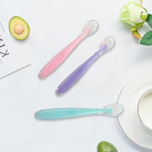 Load image into Gallery viewer, Baby Soft Silicone Spoon Candy Color Temperature Sensing Spoon Children Food Baby Feeding Tools Unique Design Perfect Gift