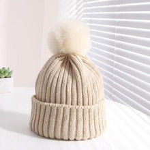 Load image into Gallery viewer, Winter Warm Baby Hat Fur Pompom Knitted Baby Hat Cap Infant Toddler Kids Hat Beanie In Modern Designer Style
