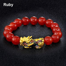 Load image into Gallery viewer, Obsidian Stone Beads Bracelet For Men and Women Unisex Wristband Gold Black Pixiu Wealth and Good Luck Bracelet Design