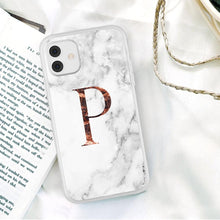 Load image into Gallery viewer, White A-Z Marble Texture Phone Cover For Iphone 12 Mini Soft Silicone Back Case Solid Name Phone Case Luxury Screen Camera Protection Shockproof Soft Cover
