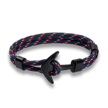 Load image into Gallery viewer, Stainless Steel Anchor Bracelets Luxury For Men Nautical Survival Rope Chain Paracord Bracelet Male Wrap Metal Sport Hooks