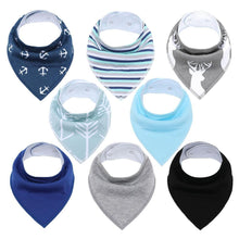 Load image into Gallery viewer, 8PCS/SET Pack Baby Bandana Organic Absorbent Soft Cotton Drool Bibsfor Teething And Feeding Bib For Baby and Kids Feeding