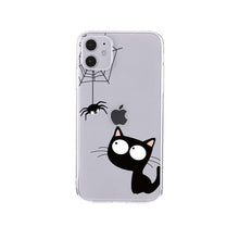 Load image into Gallery viewer, Cute Cartoons Black Cat Transparent Phone Cover For Iphone 14 14promax 14plus 13promax 13 12 11 Shockproof Clear Phone Case Adorable Soft Girls Print Cat Design Clear Cute Flexible Silicone Phone Case