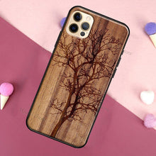 Load image into Gallery viewer, Vintage Tree Flower Bamboo Wood Case For iPhone Pro Max 12 13 min SE For iPhone 13 Shockproof Wooden Texture Protective Cover Unique & Classy Wooden Case