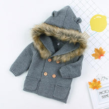 Load image into Gallery viewer, Warm Winter Luxury Newborn Baby Boy Girl Knitted Buttons Hooded Jacket Coat In Modern Design