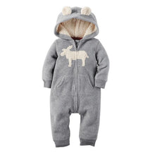 Load image into Gallery viewer, Modern Popular Fashion Newborn One Piece Fleece Hooded Jumpsuit Long Sleeved Baby Body suits Romper For Girls and Boys Kids