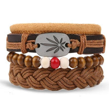 Load image into Gallery viewer, Vintage Black Bead Bracelets For Men Fashion Hollow Triangle Leather Bracelet & Bangles Multilayer Wide Wrap Jewelry For Men and Women