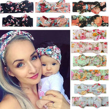 Load image into Gallery viewer, Mother & Baby Headband for Girl Bow Hairband Floral Elastic Hair Bands Parent-Child Turban Hair Accessories Bow For Mother and daughter