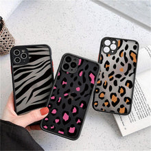 Load image into Gallery viewer, Leopard Print Elegant Pattern Protective Phone Case Translucent Hard Back With Silicone Leopard Pattern Phone Case For Iphone 11 Pro Max 12 13 Mini X Xs Max 7 8 Plus Mobile Phone Protective Case