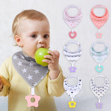 Load image into Gallery viewer, 100% Organic Cotton Super Absorbent And Soft Unisex Baby Bandana Drool Bibs And Teething Toys For Newborn