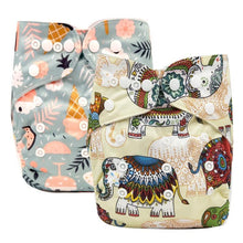Load image into Gallery viewer, Modern Printed Bamboo Charcoal Inner Pocket Diaper For Baby Reusable Cloth Diaper Nappies With Double Leg Gusset In Modern Printed Design For Baby and Kids
