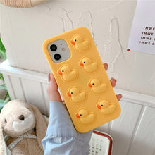 Load image into Gallery viewer, Cute Duck Pop Bubble Fidget Toys Soft Phone Case For Iphone 12 11 Pro Max 6 7 8 Plus Xr X Xs Max Se 2020 Relieve Stress Cover Stylish Unique Design Silicone Cover For Little Girls Boys