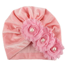 Load image into Gallery viewer, Handmade Baby Accessories Newborn Kids Baby Boy Girl Indian Turban Twist Knot Beanie Hat Pearl Flower Style