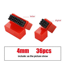Load image into Gallery viewer, Letter & Number Stamp Punch Set - Hardened Steel for Metal, Wood, Leather (A-Z, 0-9)