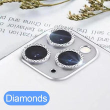 Load image into Gallery viewer, High quality For iPhone 12 Pro Max Metal Ring Tempered Glass Full Cover Camera Lens For iPhone 13 14 Pro Max Mini Protective Cap Camera Lens Protector Compatible with iPhone