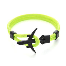 Load image into Gallery viewer, Elegant Modern Fashion Black Anchor Luxury Bracelets For Men And Women Charm Rope Chain Couple Bracelet Metal Airplane Leather Hooks Homme Jewelry