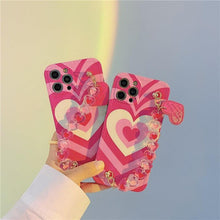 Load image into Gallery viewer, Cute Heart Chain Cute Case Luxury 3D Love Heart Wristband Girl Soft Case For iPhone 14 13 11 12 Pro Max 7 8 Plus Xr X Xs Silicone Phone Cover Cute Case Luxury Hearts Case Camera Cover Protective Soft Slim Girly Case Designed for iPhone