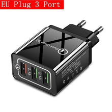 Load image into Gallery viewer, Modern Black 48W Quick Charger 3.0 USB Charge Plug Wall Mobile Phone Charger Adapter Fast Charging