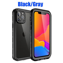 Load image into Gallery viewer, Waterproof For iPhone 14 13 12 11 Pro Max Case Red Clear Cover Diving Underwater Swim Outdoor Sports Built-in Screen Protector Full Body Heavy Duty Protective Cover for iPhone