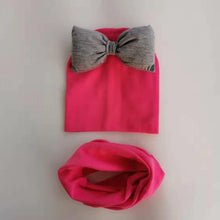 Load image into Gallery viewer, infant Baby Hat Girl big bow Butterfly Knot Cap cotton Collar Scarf set hat for girls baby