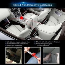 Load image into Gallery viewer, Interior Car Lights LED Car Strip Lights with Two-Line Waterproof Design RGB LED Strip Light With USB Wireless Remote Music Control Multiple Modes and Music Sync Under Dash Car Lighting with Car Charger, DC 12V