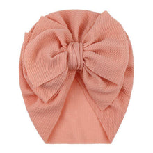 Load image into Gallery viewer, Handamde Elegant Baby Hats for Girls Big Bow Turban Hat Newborn Baby Beanie Cap Solid Color Style