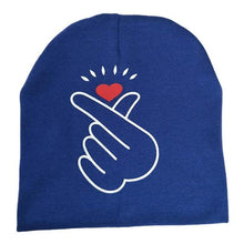 Load image into Gallery viewer, Modern Baby Hat Cute Ear Cotton Girls Cap Scarf Infant Hats Finger love Kids Boys Knitted Cap Winter hat I love mama/pap Cap