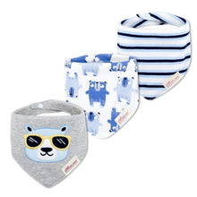 Load image into Gallery viewer, Moder 3PCS Baby Bibs Bandanna Lot Cotton Multi-style Triangle Cartoon For Infant Boys And Girls