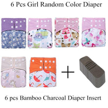 Load image into Gallery viewer, Reusable Waterproof Diaper Baby Bamboo Charcoal Diaper One Size Pocket Baby Nappies For Kids Set