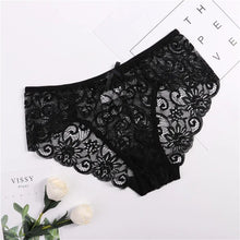 Load image into Gallery viewer, Women's Sexy Lace Panties With Big Size,S-XL 5 Colors High-Crotch Transparent Floral Bow Soft Briefs Underwear Lingerie
